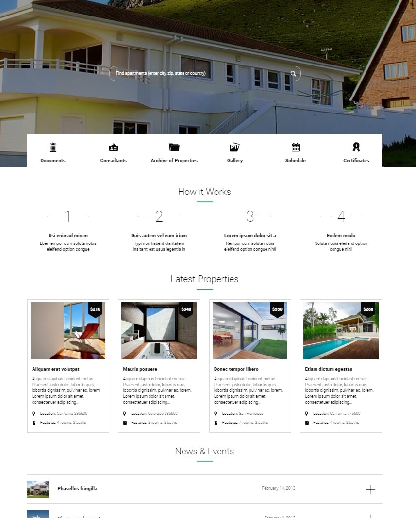 Renting Apartments real estate WP theme