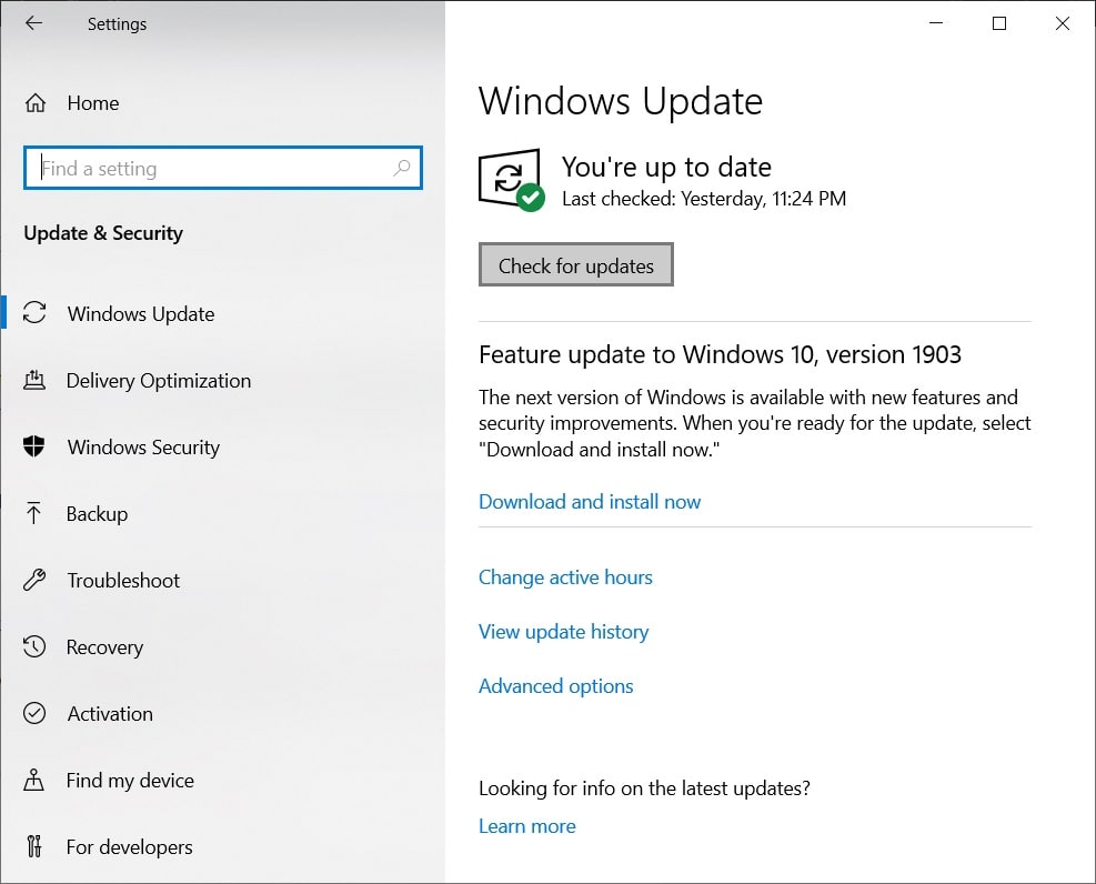 Windows 10 laptop performance boost check for updates
