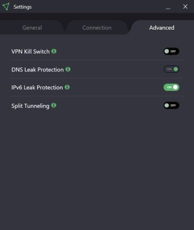 ProtonVPN advanced settings: Kill Switch, and Split Tunneling