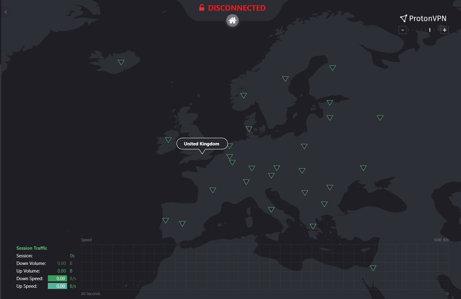 ProtonVPN World Map to choose a server