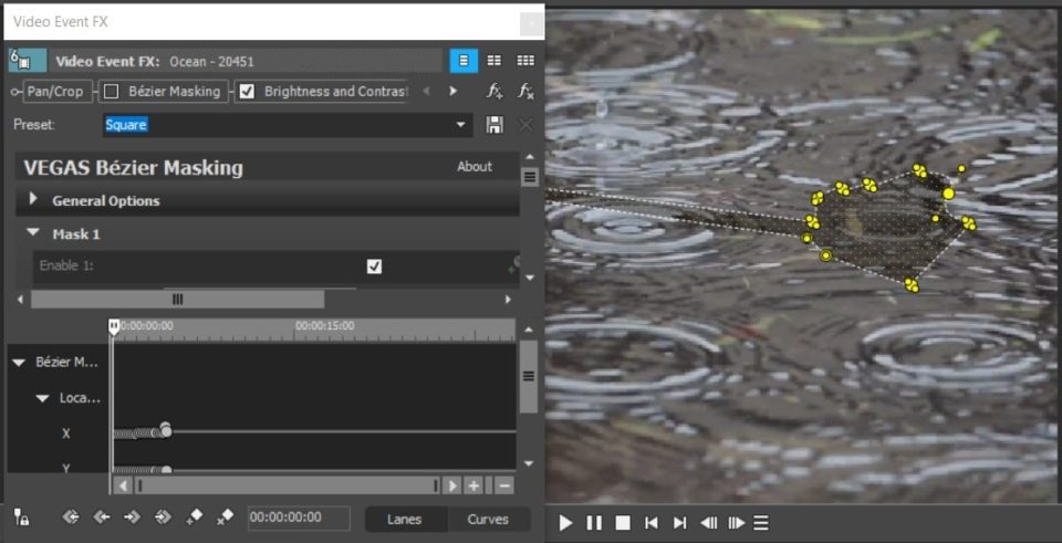 VEGAS Movie Studio Platinum 16. Beziere masking.