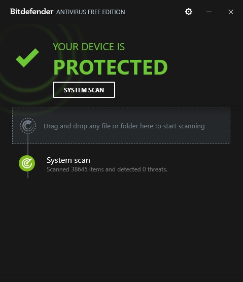 Bitdefender Antivirus Free Edition UI